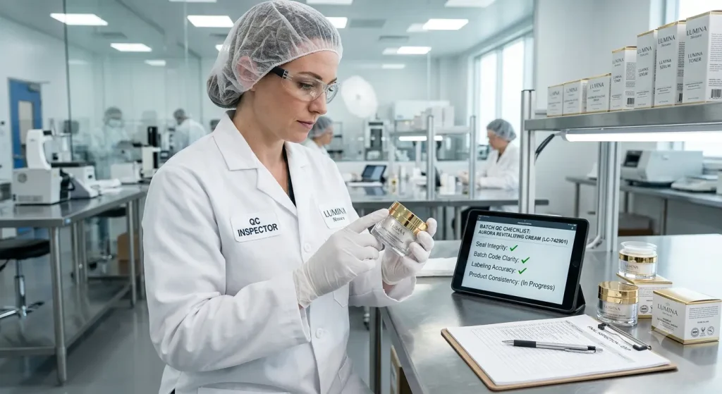 Beauty product manufacturing quality control and finished-product inspection