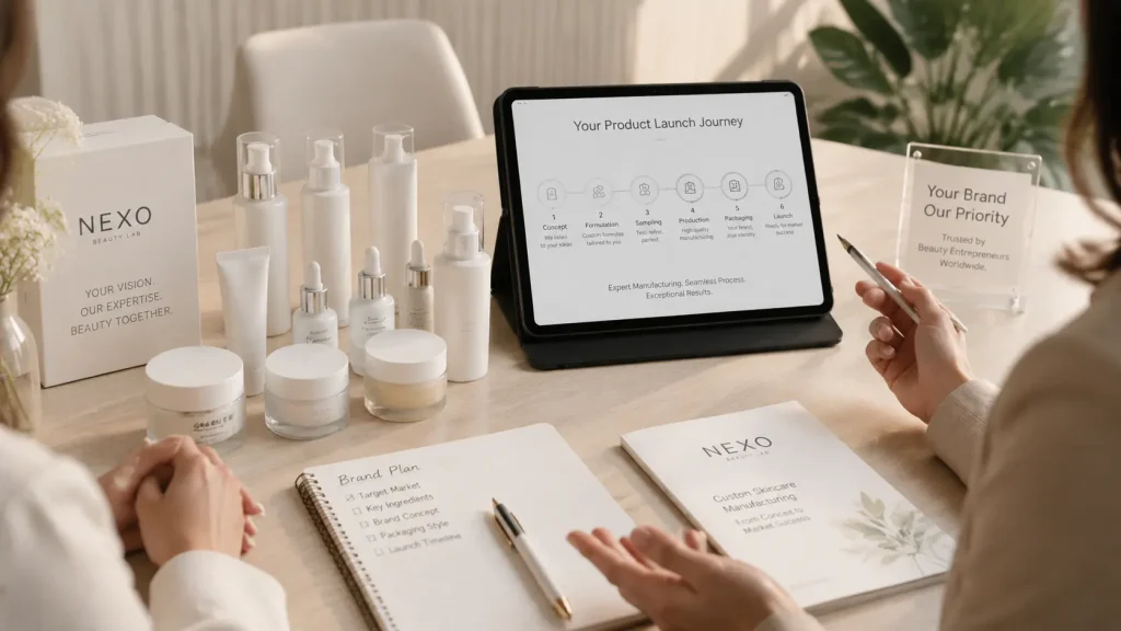 OEM ODM and private label cosmetic manufacturing consultation for beauty brands
