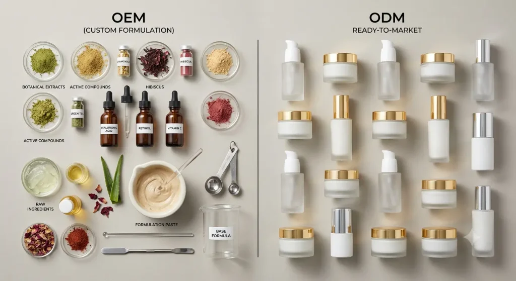 OEM ODM and private label beauty product manufacturing comparison