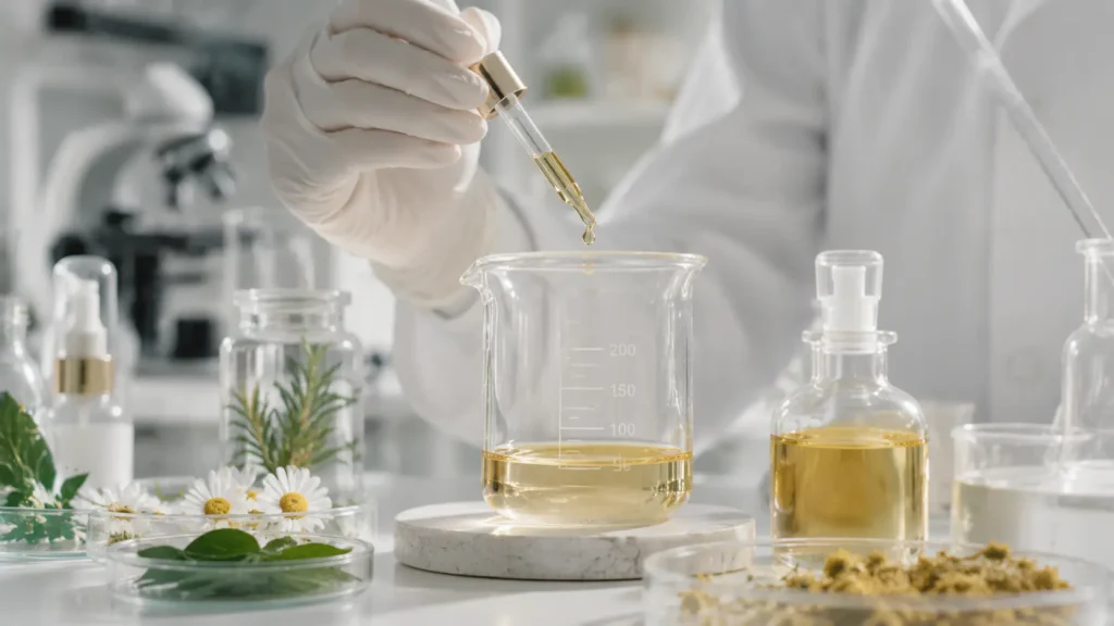 Cosmetic manufacturer R&D laboratory developing custom skincare formulations