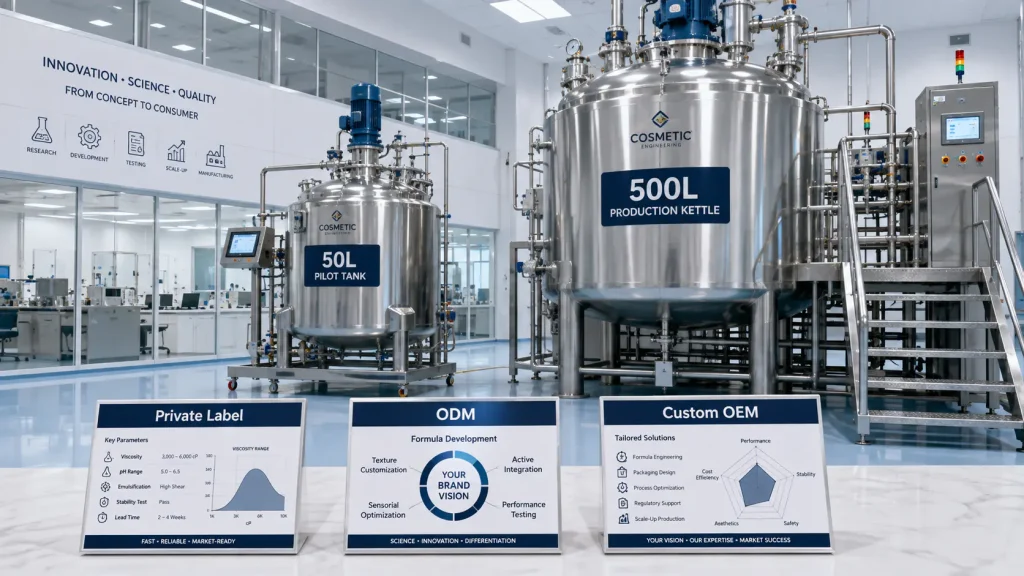 Cosmetic manufacturing batch size and equipment capacity affecting minimum order quantity