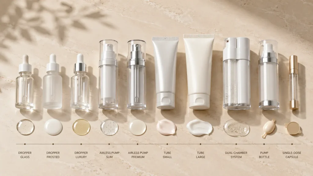 Cosmetic packaging selection dispensing and formula compatibility during product development