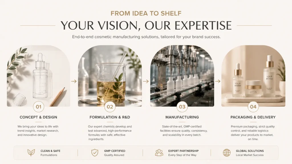 Cosmetic product development process from brand concept to finished beauty product