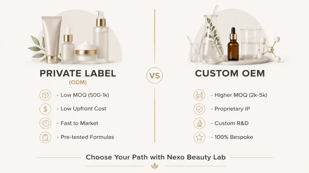 OEM ODM and private label cosmetic manufacturing options for beauty product development
