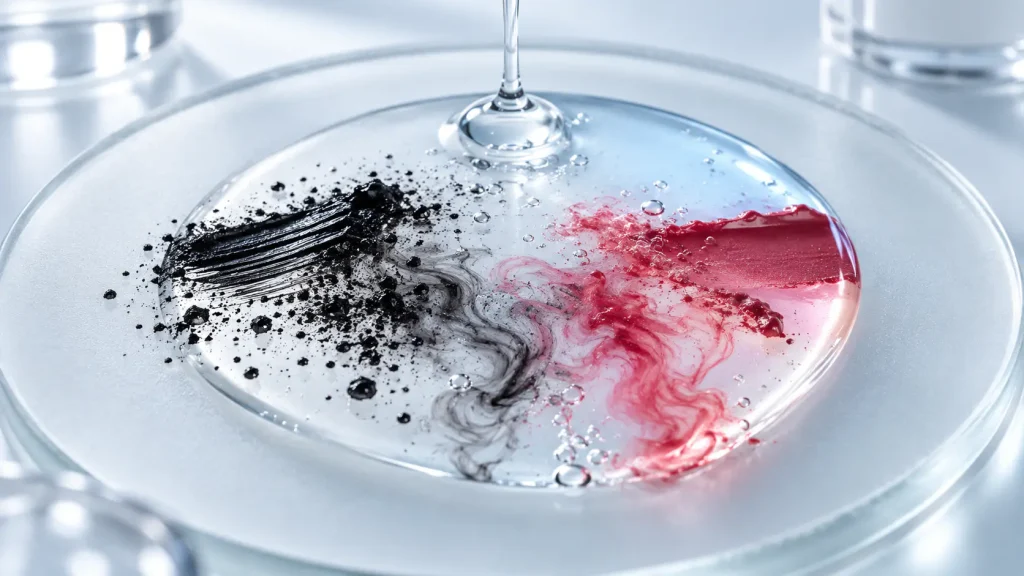 Makeup remover evaluation for waterproof mascara and long-wear lip color