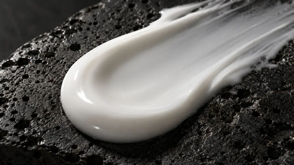 Creamy cleansing milk formulation for gentle makeup removal and comfortable skin feel