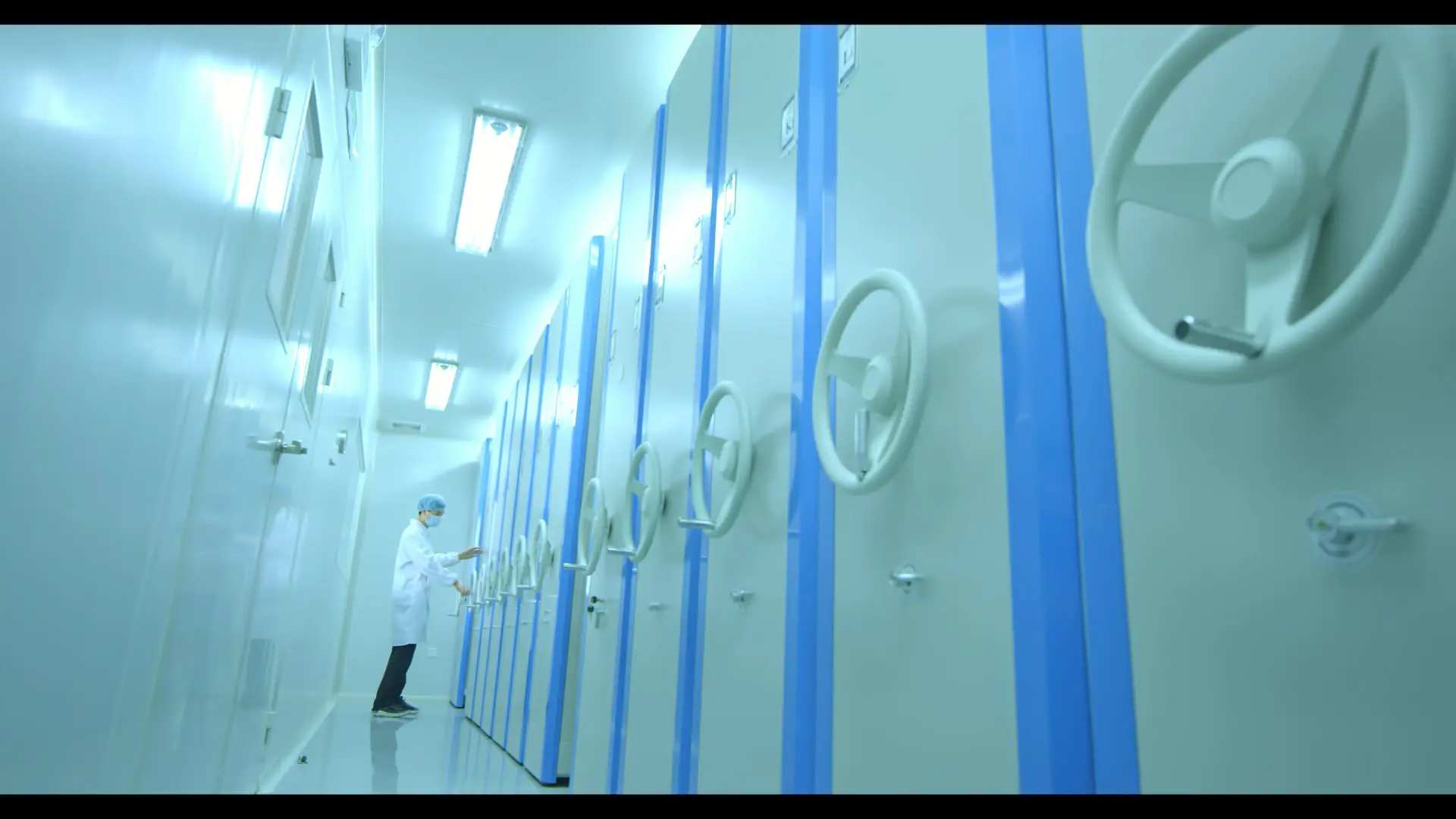 Controlled Cosmetic Manufacturing Area Controlled cosmetic manufacturing area with organized storage and cleanroom facilities