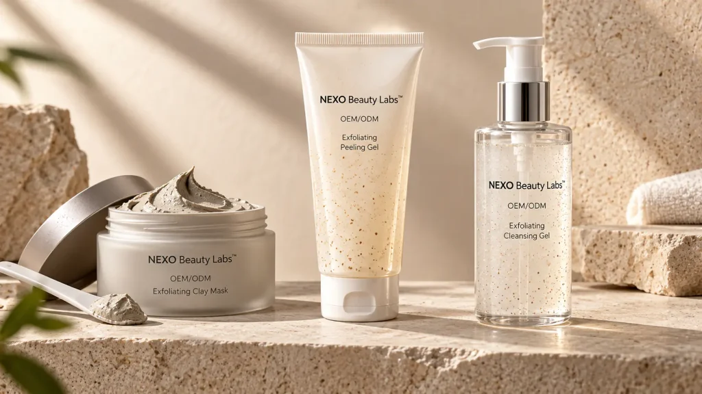 Packaging systems for clay masks peeling gels and exfoliating cleansers