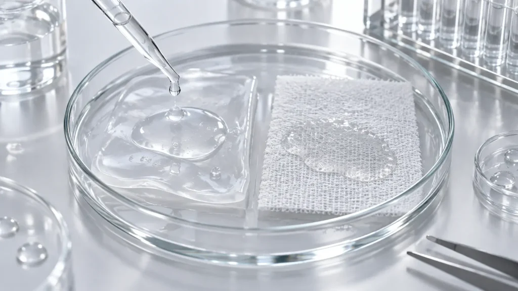 Skincare mask formulation testing for essence viscosity material compatibility and substrate performance