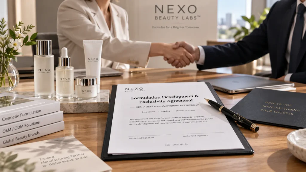Cosmetic formulation development agreement covering formula rights exclusivity and confidentiality